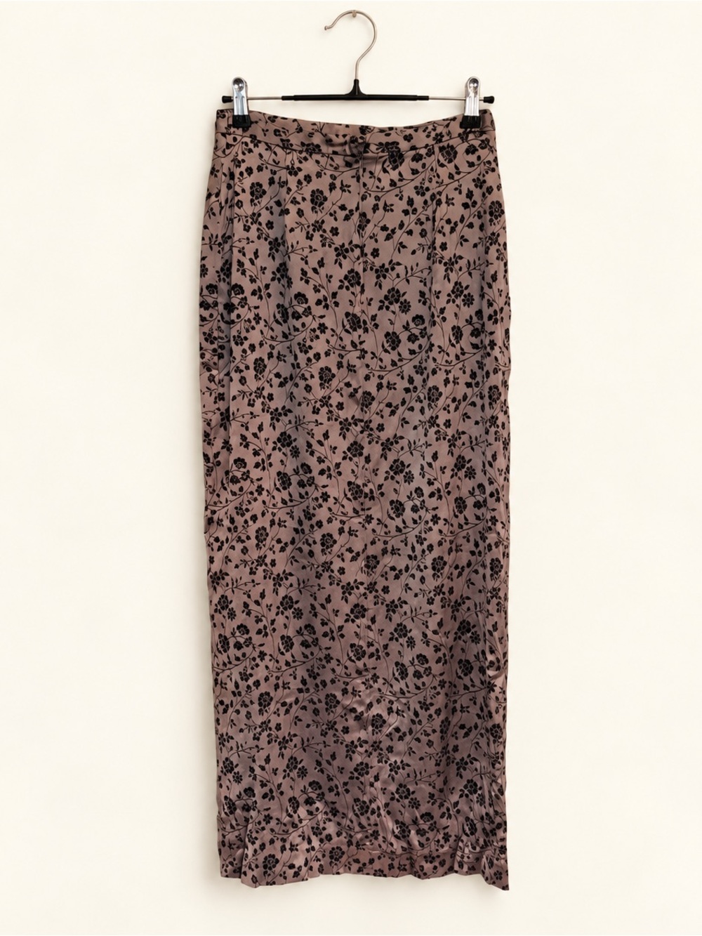 Mauve Floral Satin Maxi Skirt